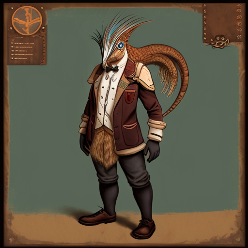 teenager lyrebird anthropomorph ttrpg instrument