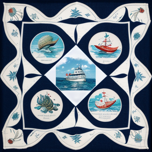 fazzoletto con immagini di oggetti mare
