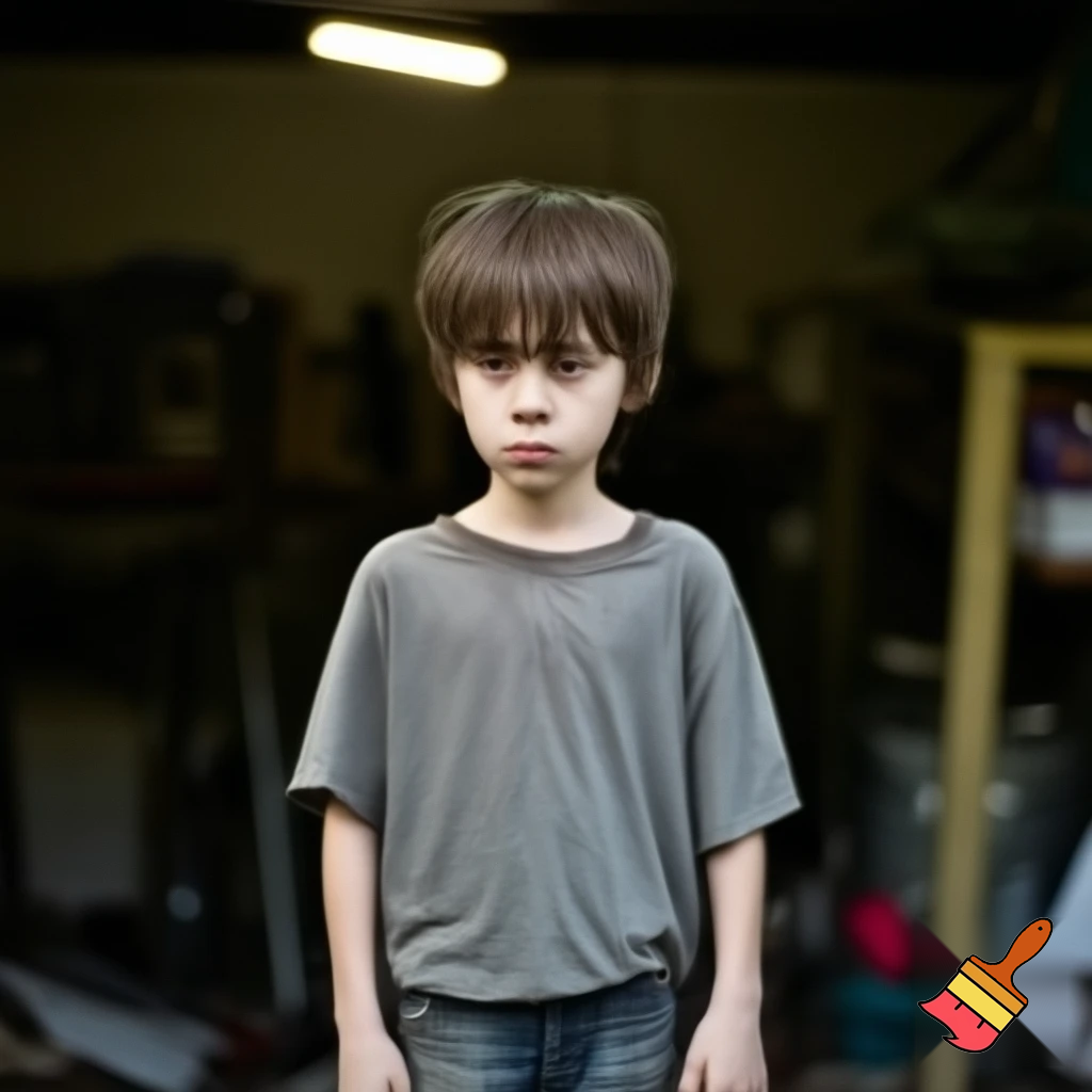 A skinny kid with brown greasy hair and his name is Thomas