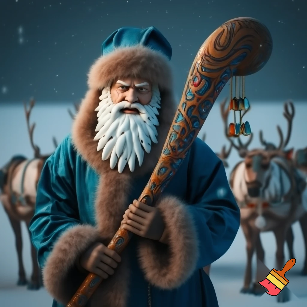 Russian Santa Claus walking stick with with t reindeers magic walking stick a plastic plastic