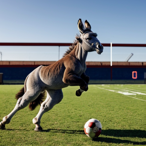 donkey playing football
