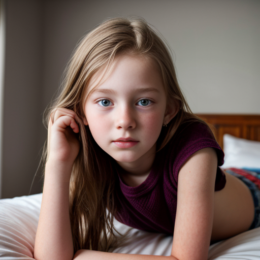 teen girl, young, ,  , middle school, youn, pale skin, at bed,