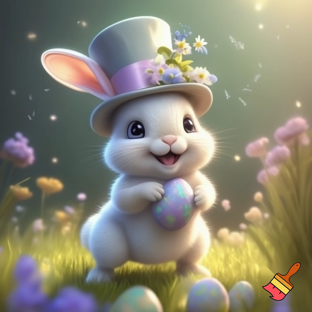 Easter bunny mascot top hat