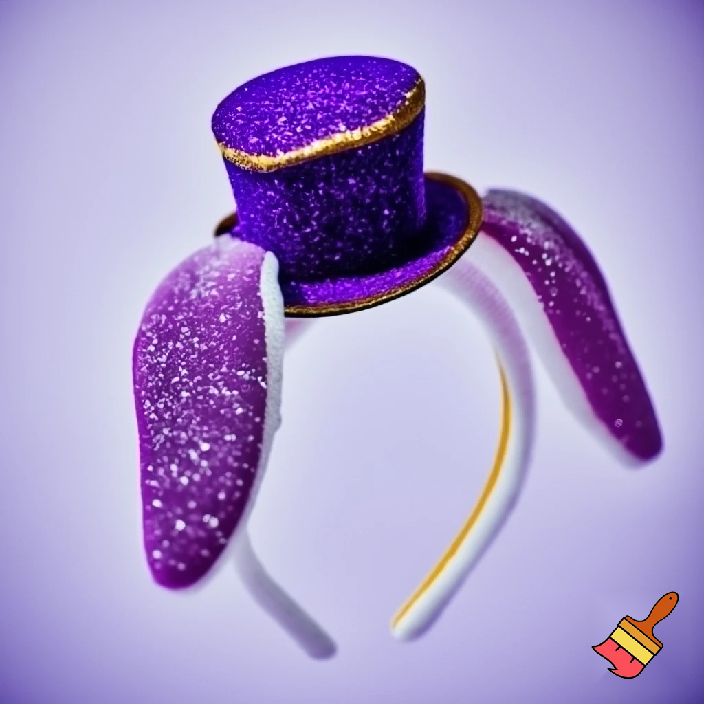 Special top hat headband Easter headband with rabbit, ears, purple and white purple and white with glitter velvet golden purple and white with glitter silver