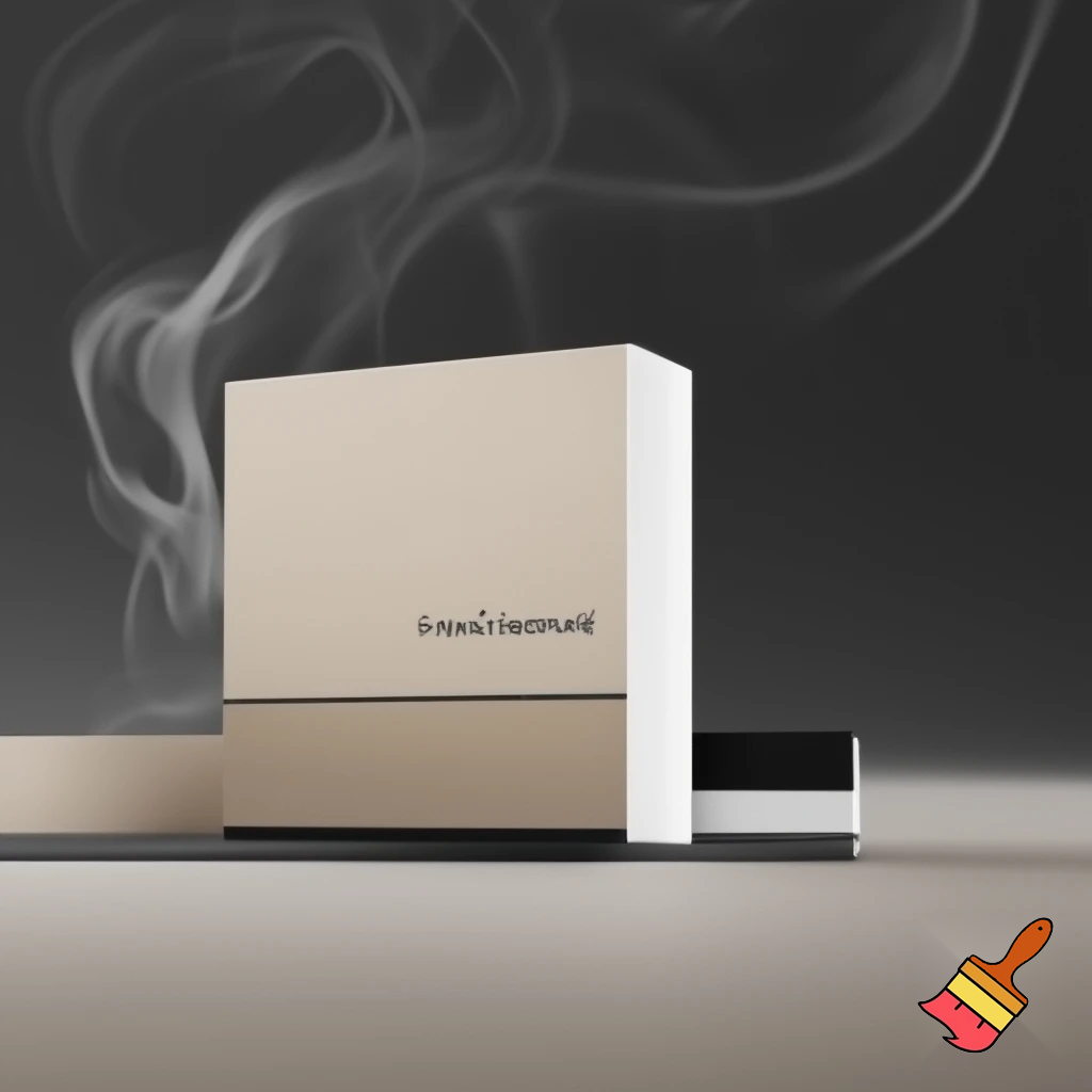 create creative packaging design for a restaurant called Smoking Cigars use creativity ensure to use beidge, white, blacks, greys, smoke