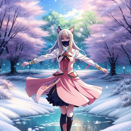 Девушка Зима плавно растворяется и переходит в девушку Весну, природа фэнтези, сказочно, волшебно