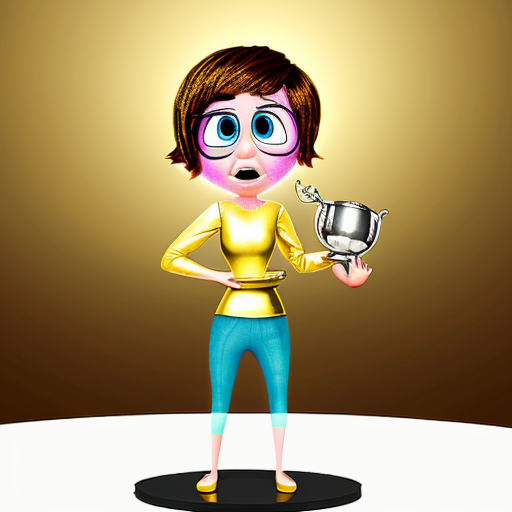 inside out style happy proud gold holding trophy one person gold cartoon animation style