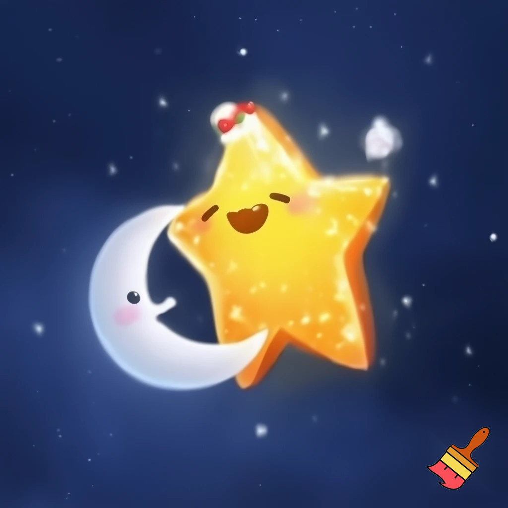 Star and the moon christmas cartoon