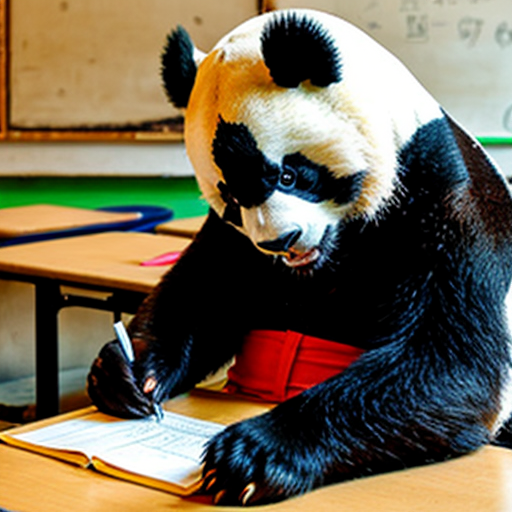 a panda teacher checking assistance