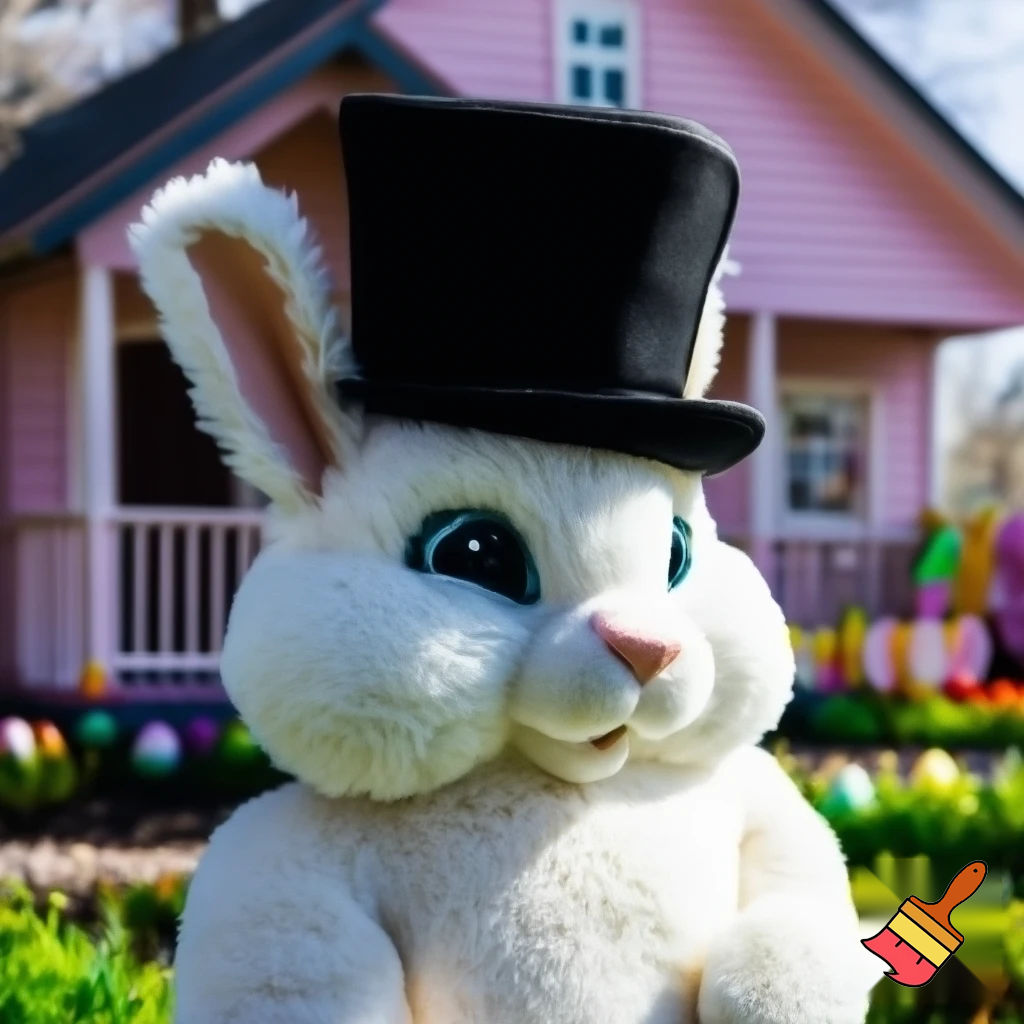 Easter bunny mascot costume top hat Easter only sells house