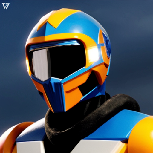 A midnight blue Mighty Morphin ranger with megalodon like features on the helmet and the spine