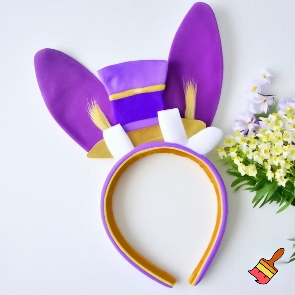 Easter top hat headband Easter bunny headband, purple and white with gold Easter top hat headband and fabric velvet and fabric velvet
