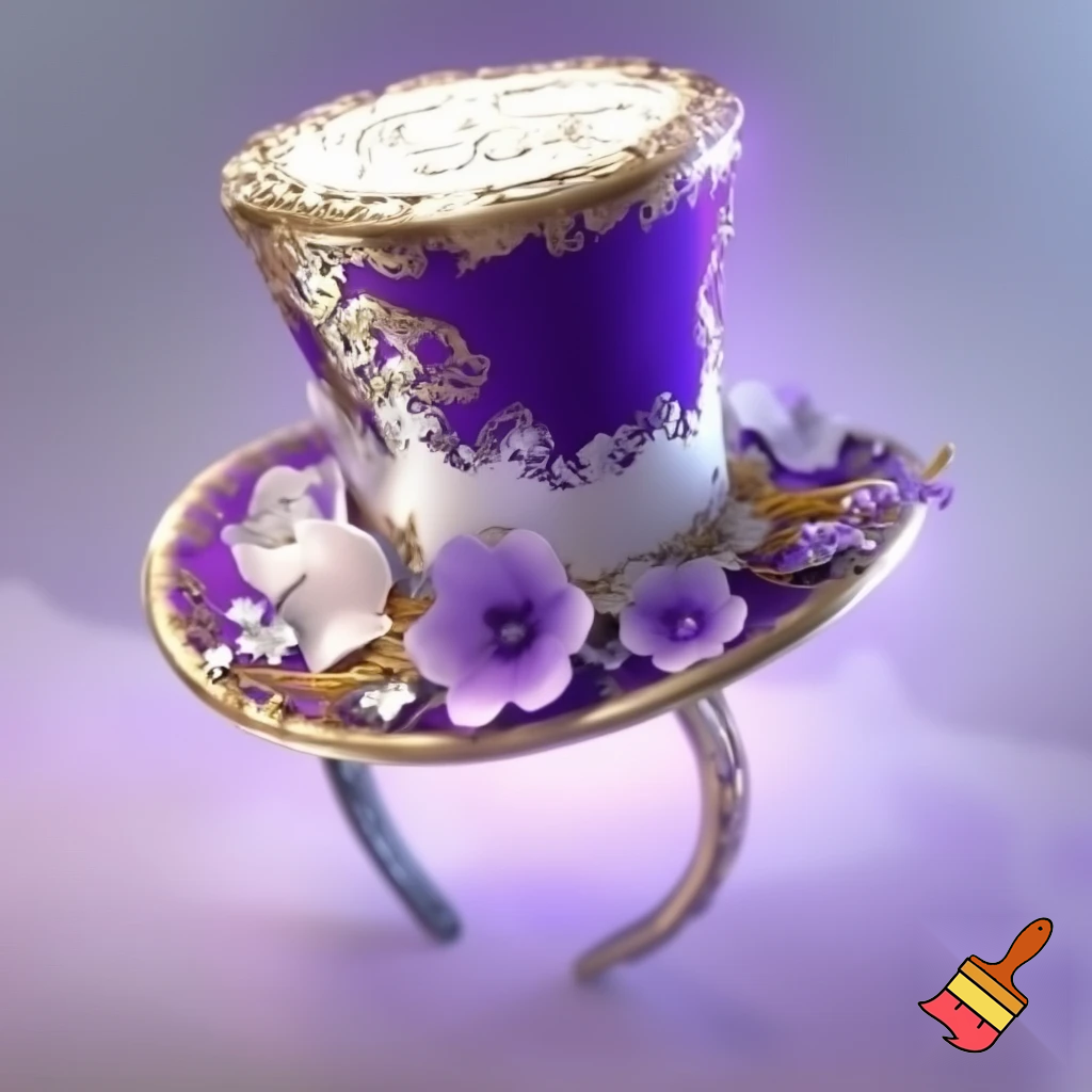 Easter bunny top hat headband, purple and white gold and silver top hat black purple dark purple special hat in delicate purple white, purple and white gold golden silver patterns Easter top hat