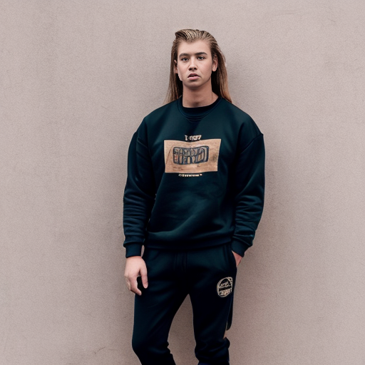 a cool guy with brown heir as a mullet and a red sweatshirt and black long pants