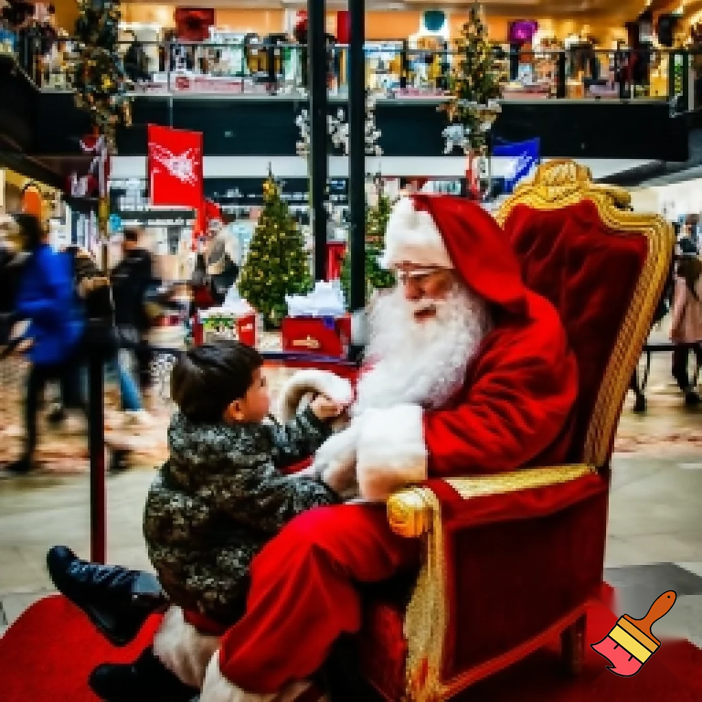 Santa Claus shopping Centre with Santa Claus chair at the shopping