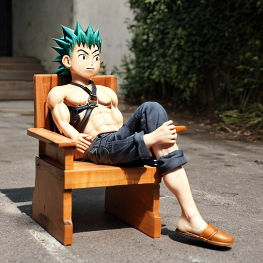 gon from hunter hunter  is restrained in a special childseat, where his body is restraint and a wooden Platform is around his neck, so that the head cant be moved and he is getting fed 
