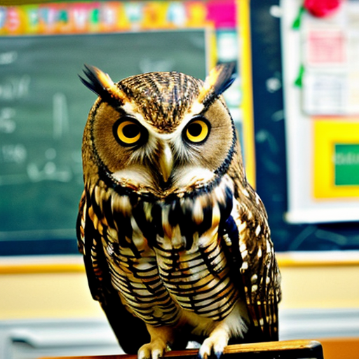 a owl says here in the school
