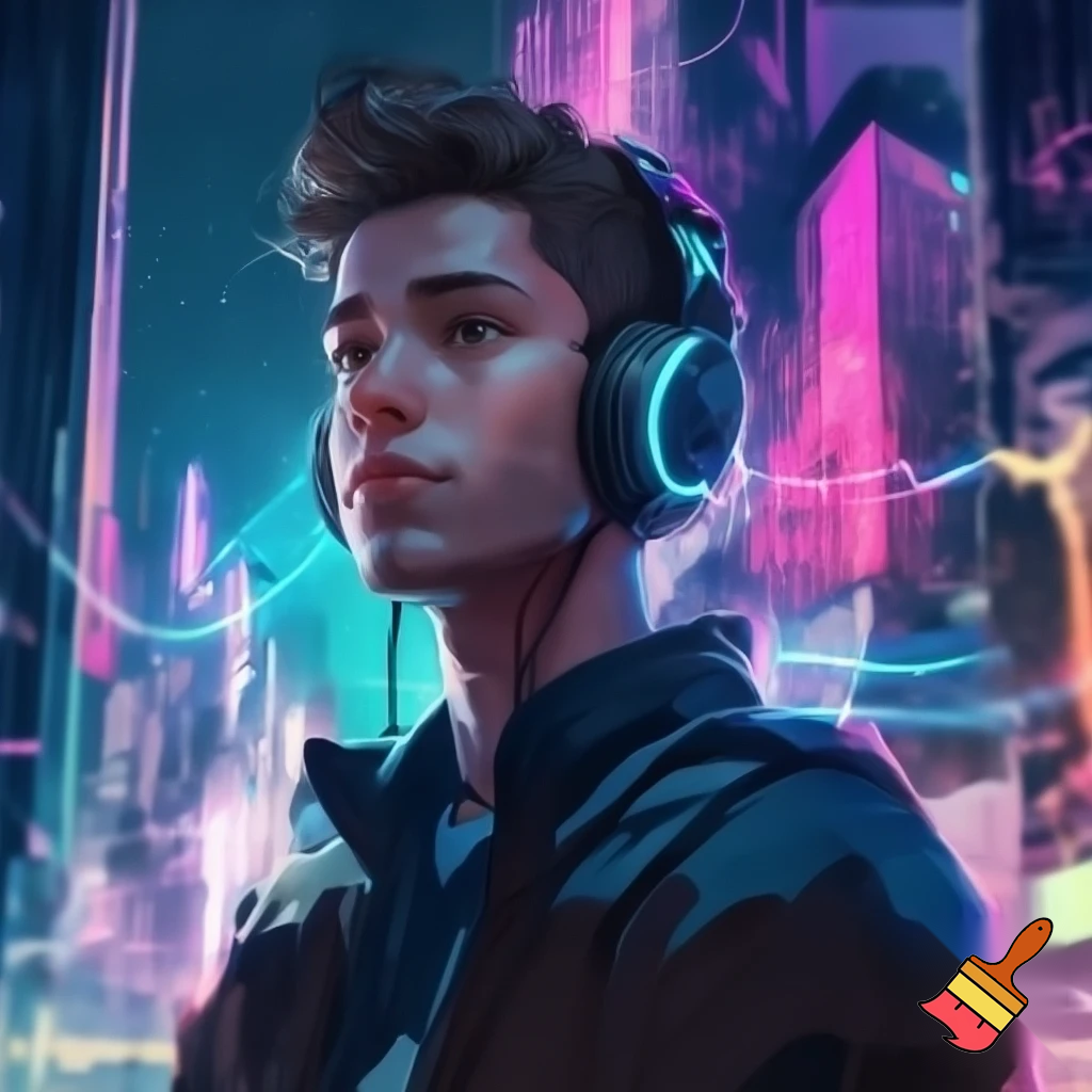 Cool boy with headphones 