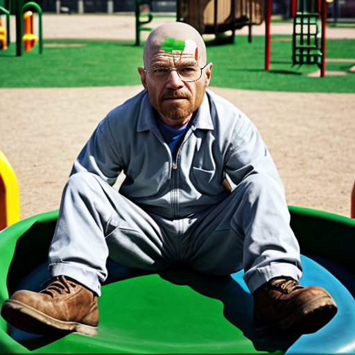 make walter white play with sans from undertale on a playground