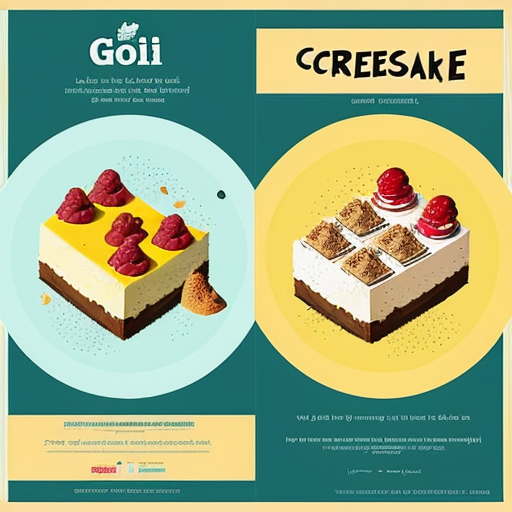create a poster for food stall both are different food items "cheesecake and Goli soda"