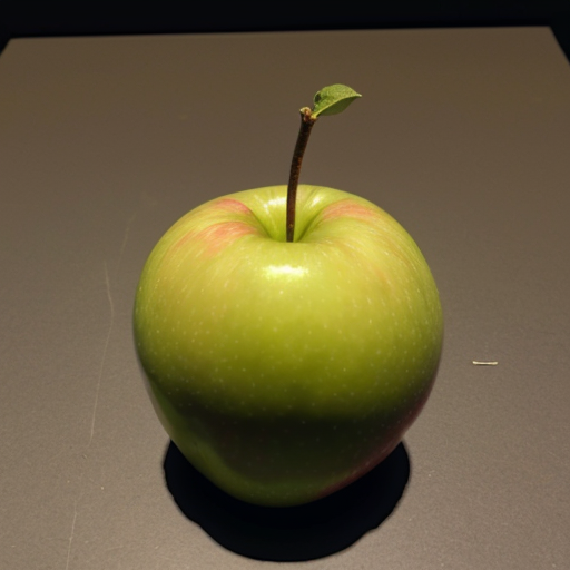 Generate an image of a apple wearing a costume.