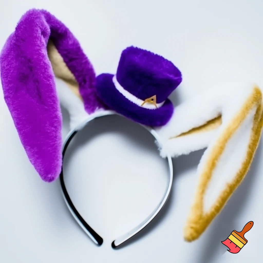 Easter bunny top hat headband, purple, purple and white Easter bunny ears top hat purple or white gold