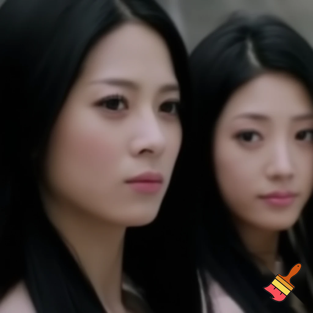 human women, with long black hair 