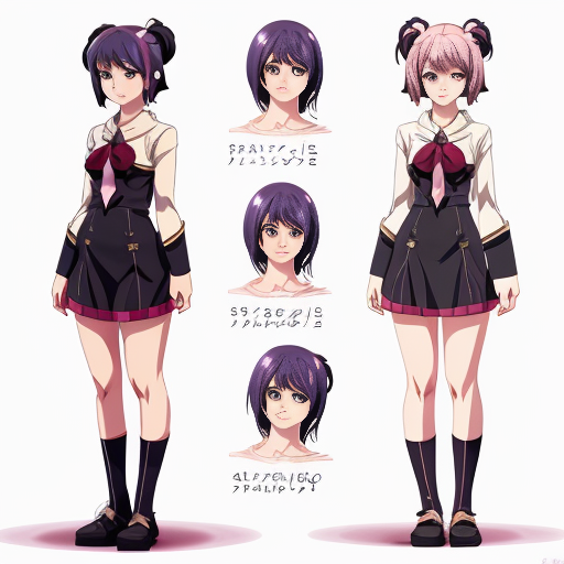 a reference sheet for a girl character design anime extraordinary
