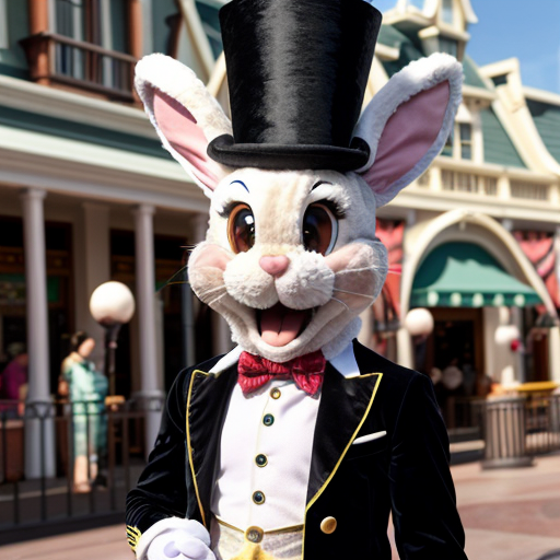Easter bunny mascot Disneyland costume with the top hat Australia Disney cruise ship