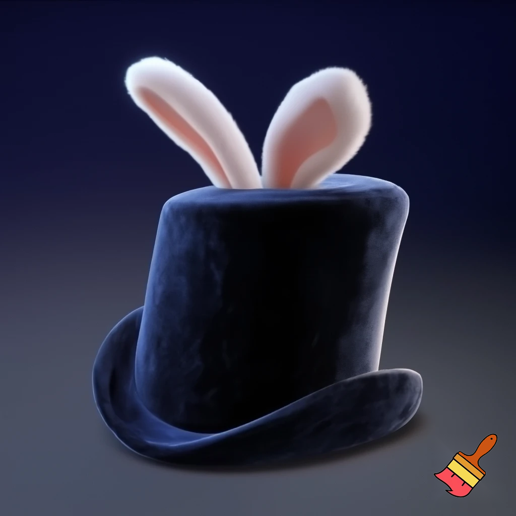 Black top hat with bunny ears velvet