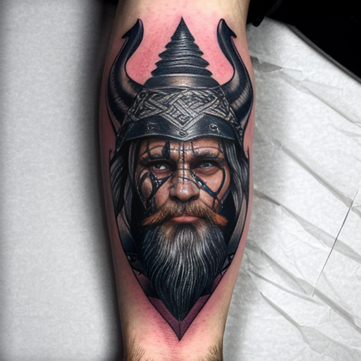 Völva viking witch colorful neo traditional tattoo