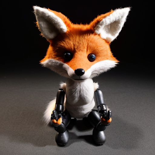 Un zorro animatronico con pelo a dos patas
