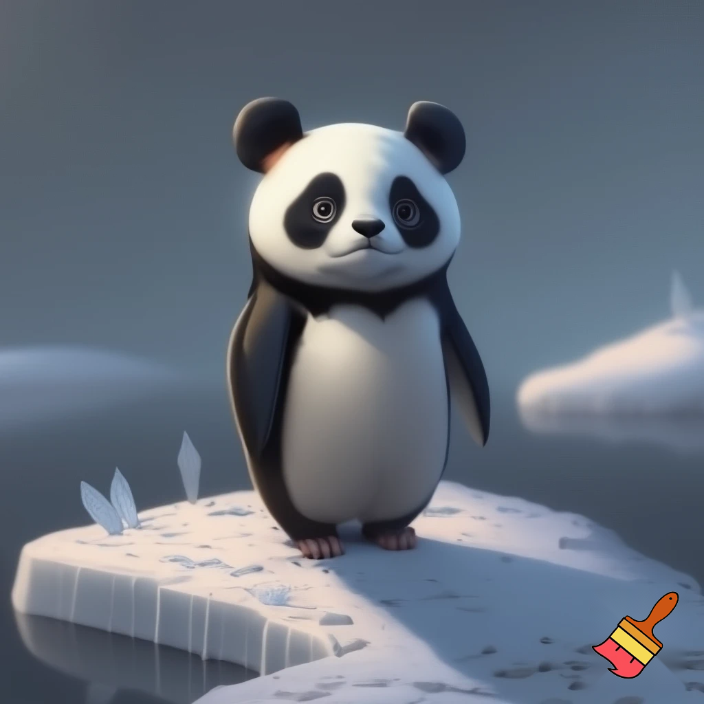 penguin with a panda head