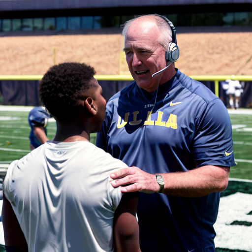 UCLA football coach "Bob Chesney" with a "happy birthday, David" banner