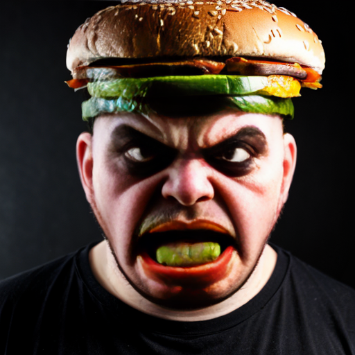evil angry burger man scary