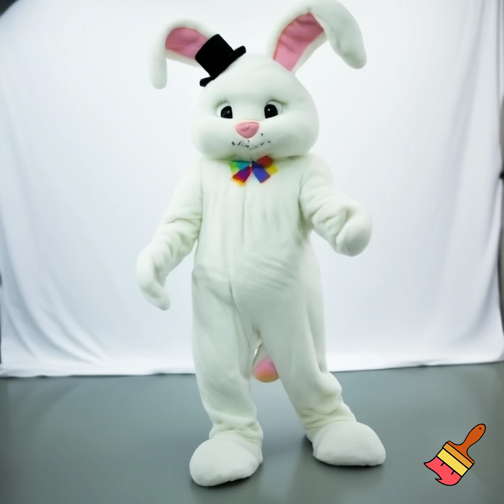 Easter bunny mascot costume top hat mascot costume