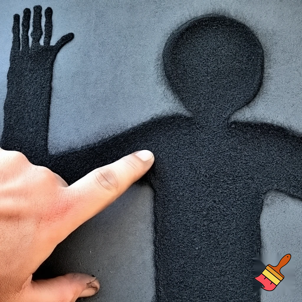 a figure in the middle hand pointing at it all charcoal 