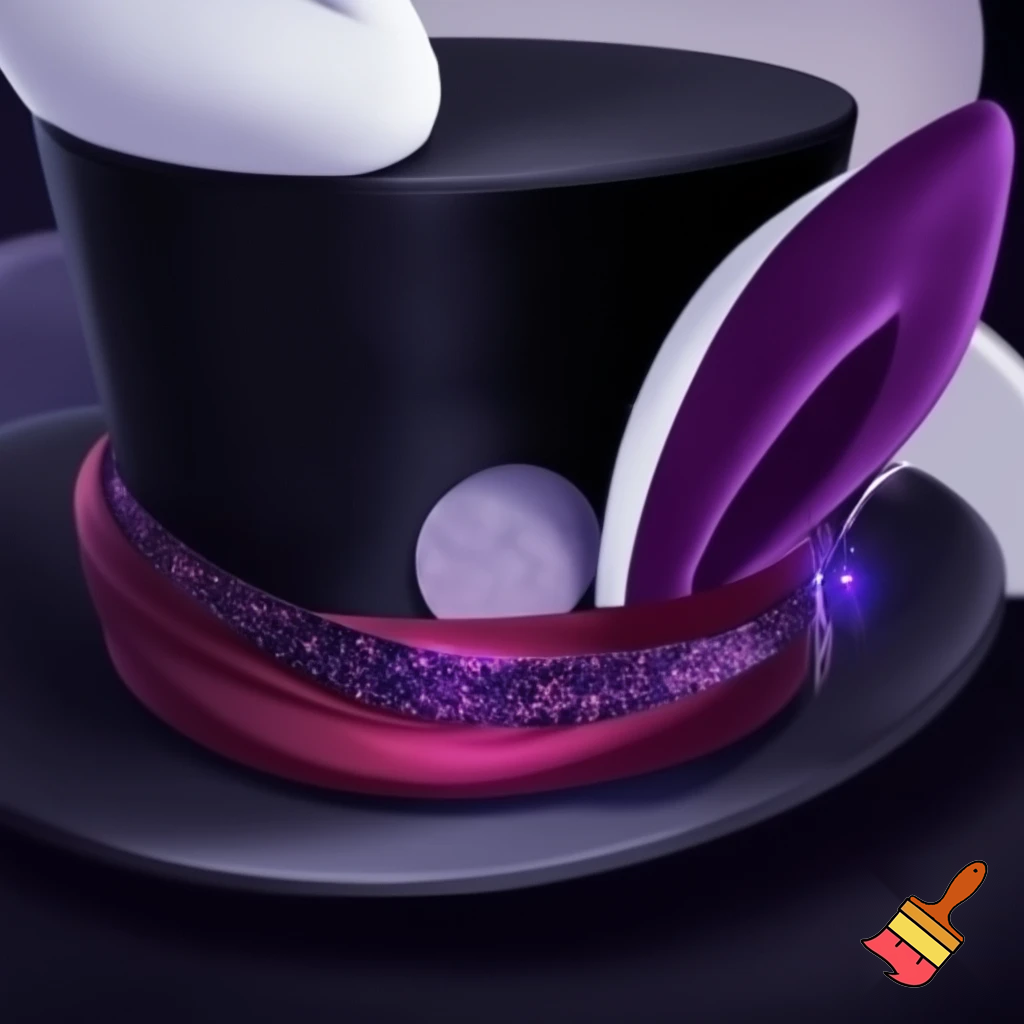 Black top hat with bunny ears velvet white and purple purple and white headband fabric and velvet glitter, purple and pink special present true special and delicate velvet pink and purple