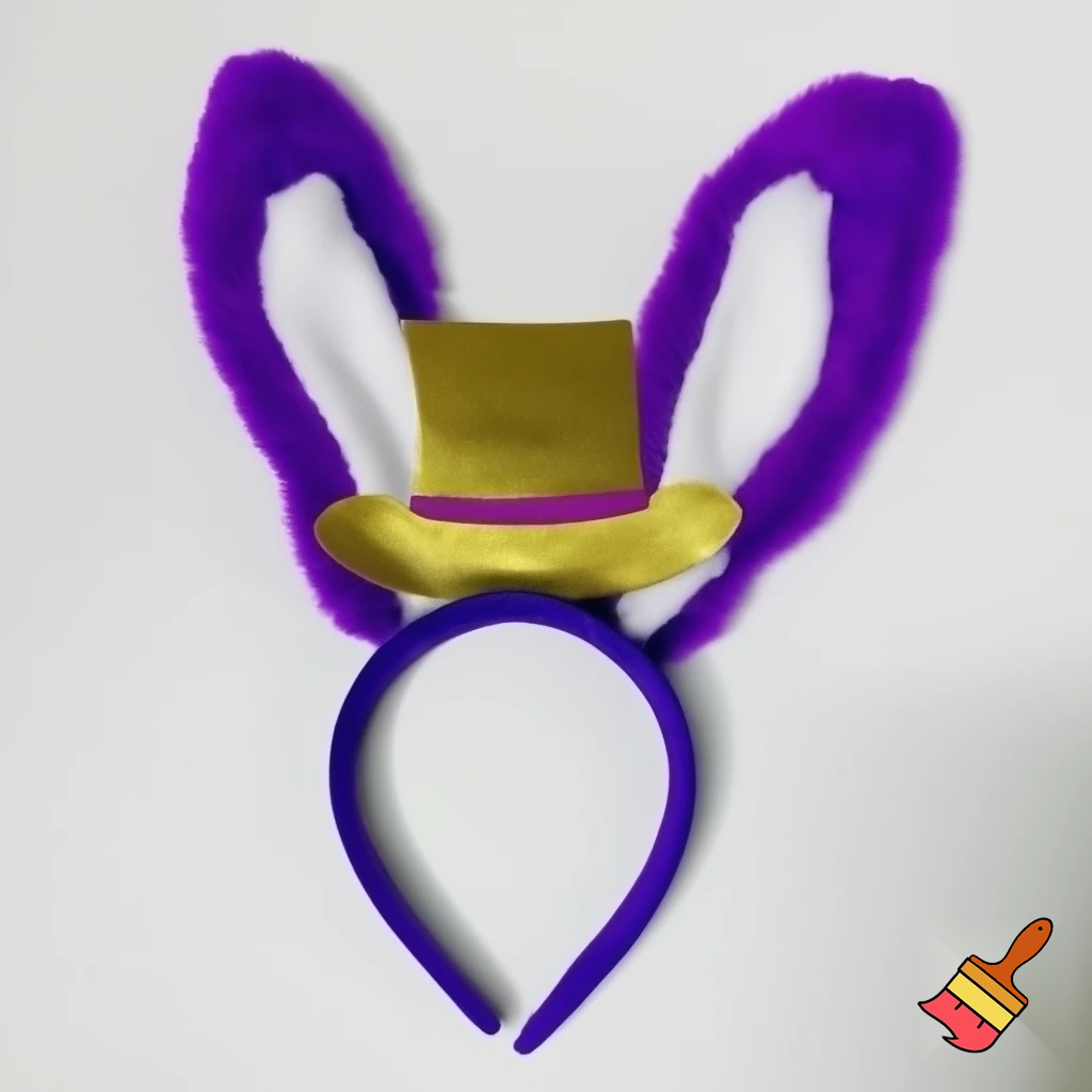 Easter bunny top hat headband, purple, purple and white with gold top hat