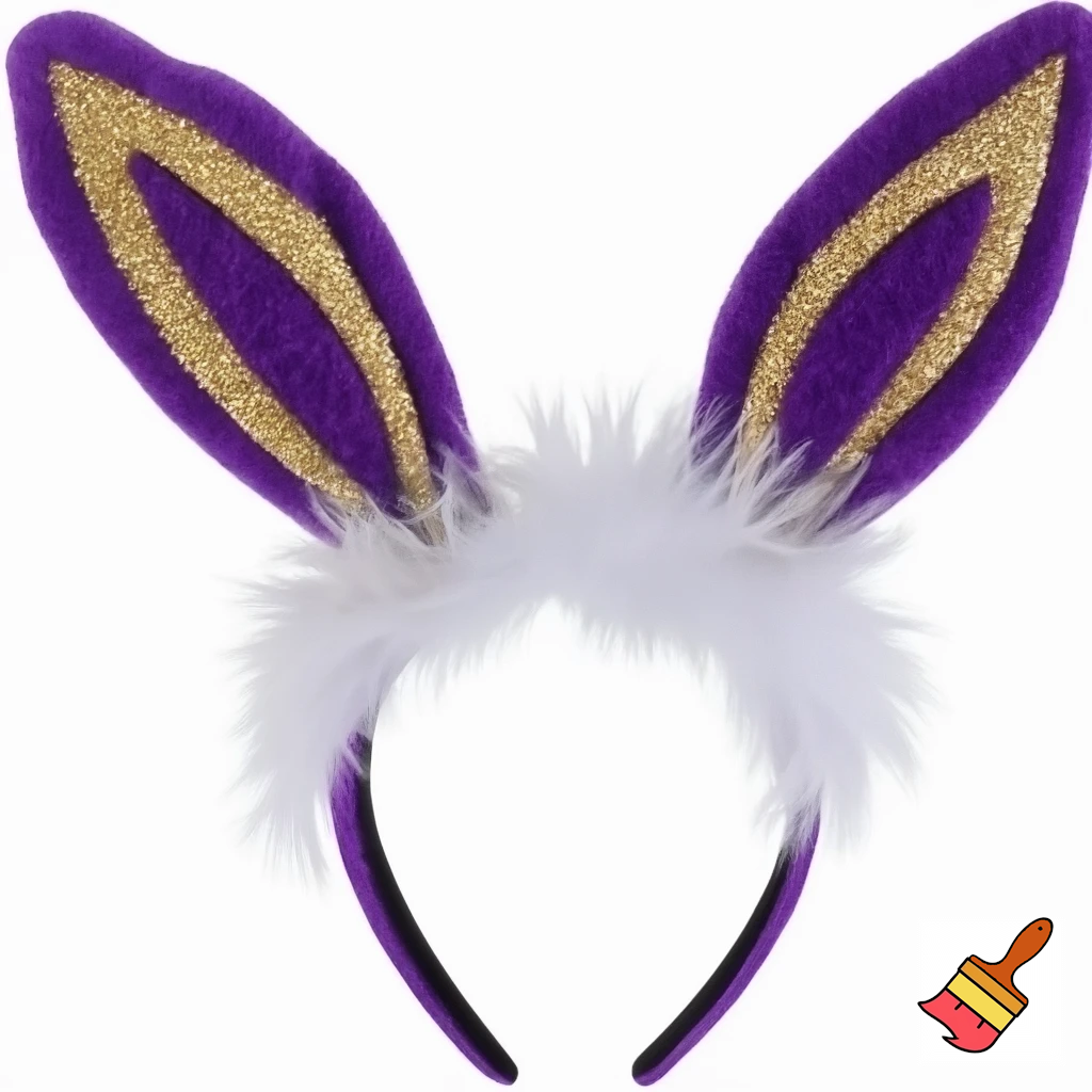  Easter bunny top head headband, purple and white and gold
