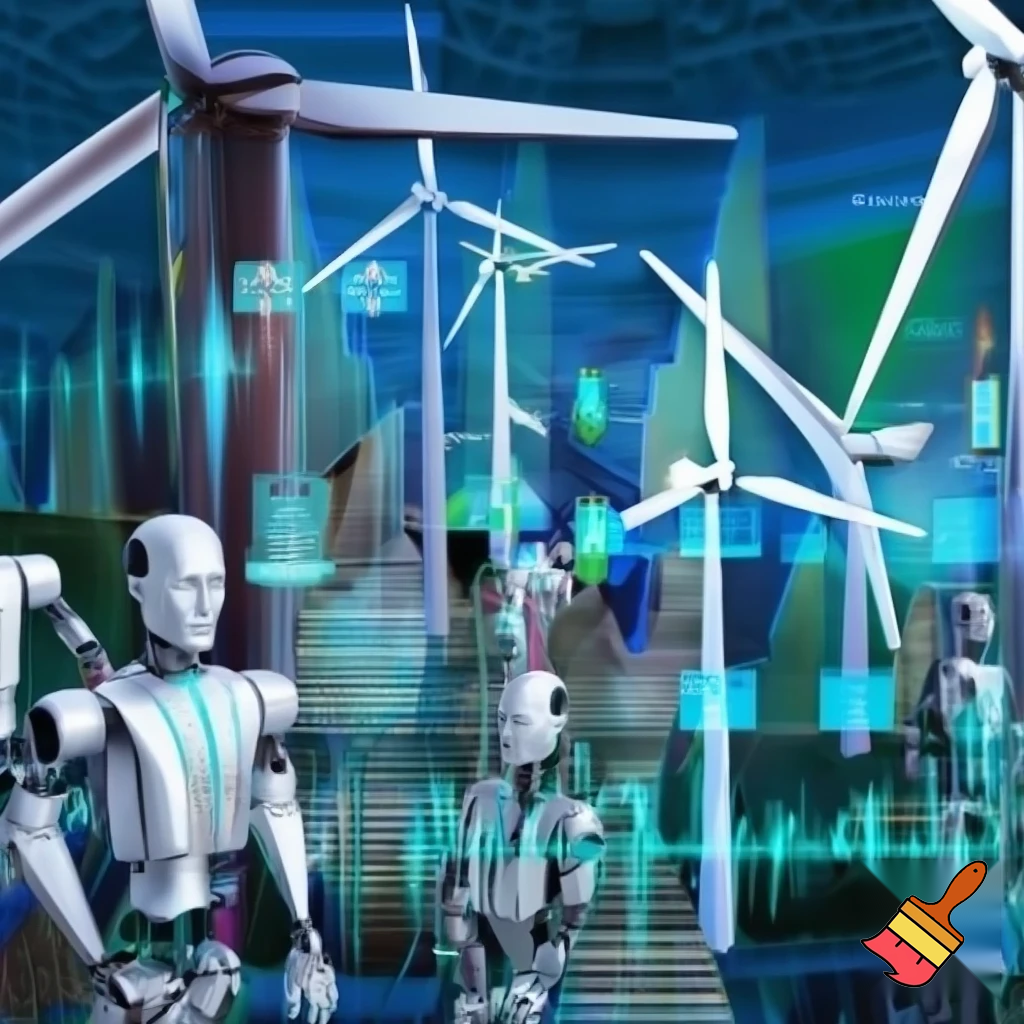 A Collage out of robots, wind turbines and Online-Shopping
