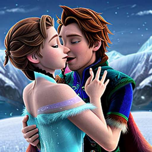 Anna of Arendelle kiss nipples of Elsa of Arendelle
