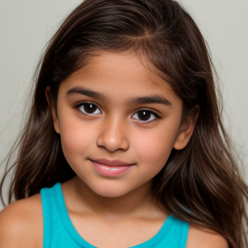 little brown girl with brown hair and brown eyes