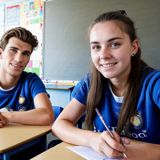 Goretzka and Vanessa at the classroom 