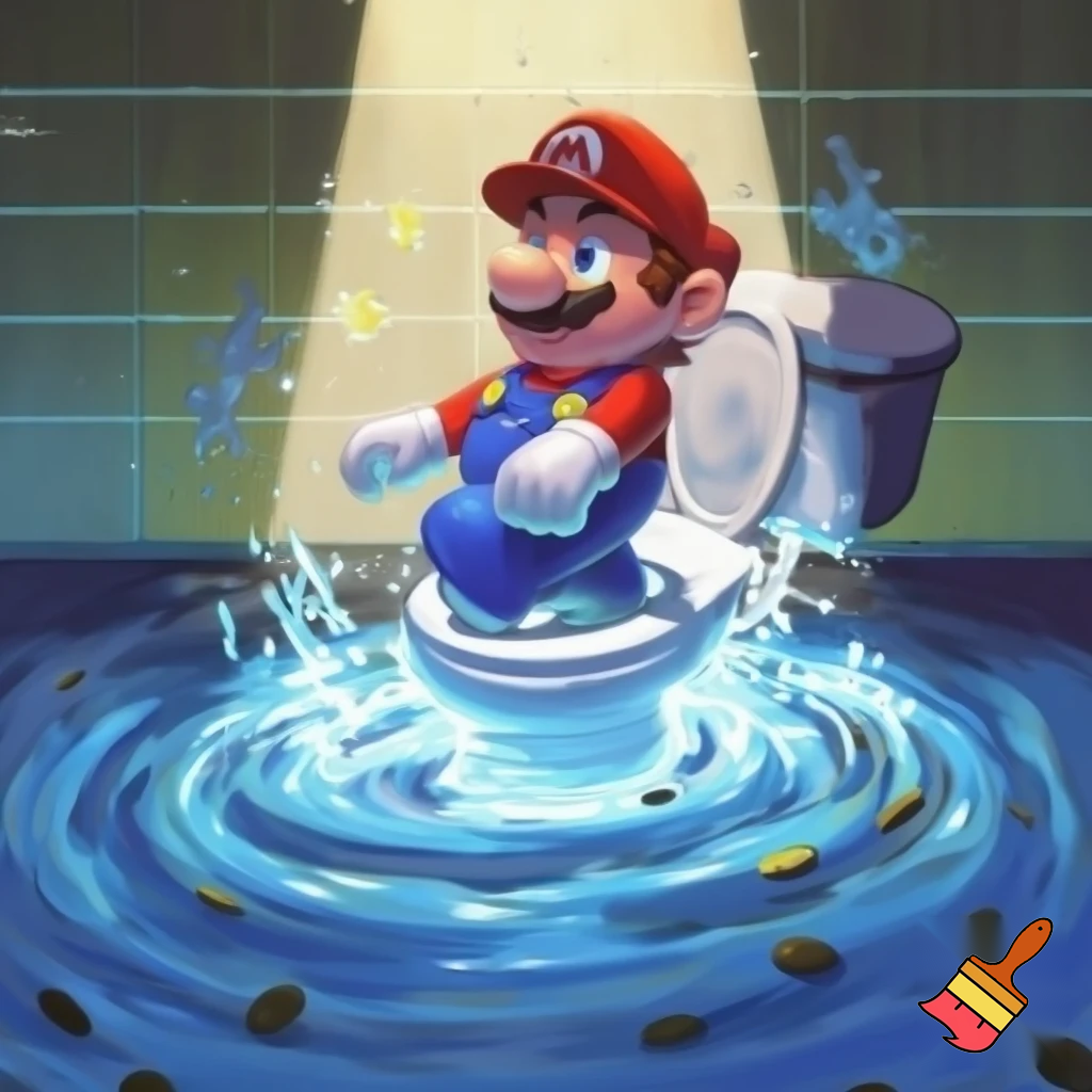 Mario being flushed down the toilet