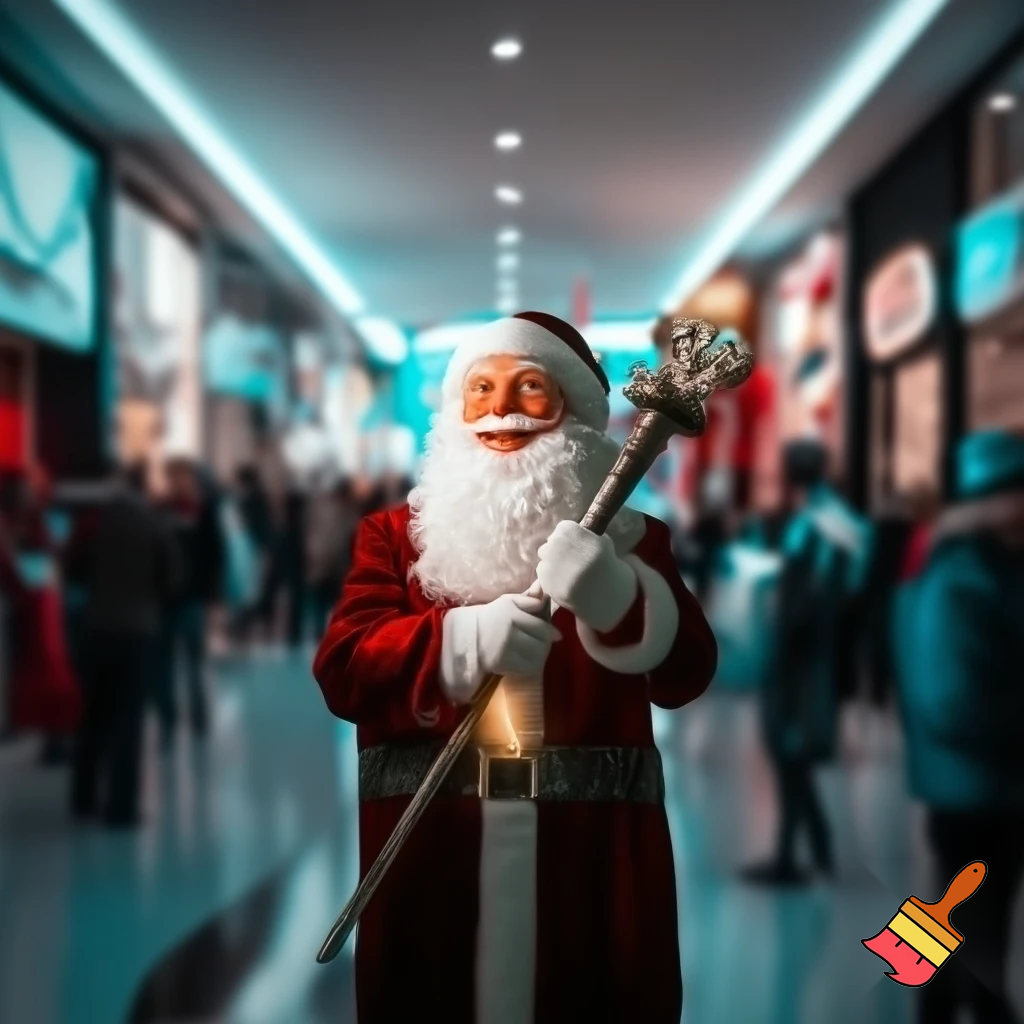 Santa Claus magic walking stick staff Russia shopping Centre Australia shopping immune in a star