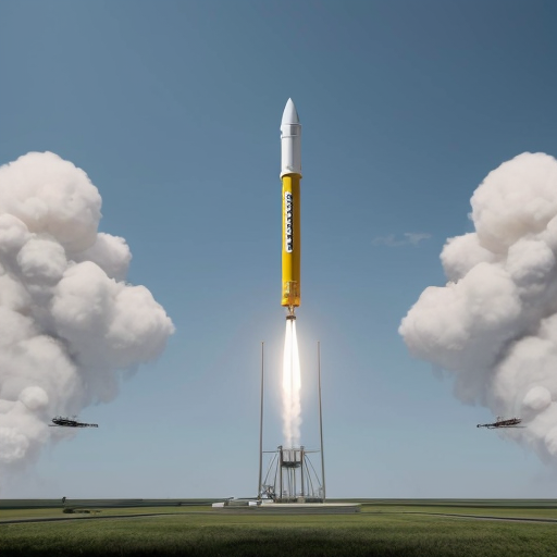 a highly sophisticated, hyperphotorealistic up to scale 65 meter tall rocket with a crew module that could house 6 people