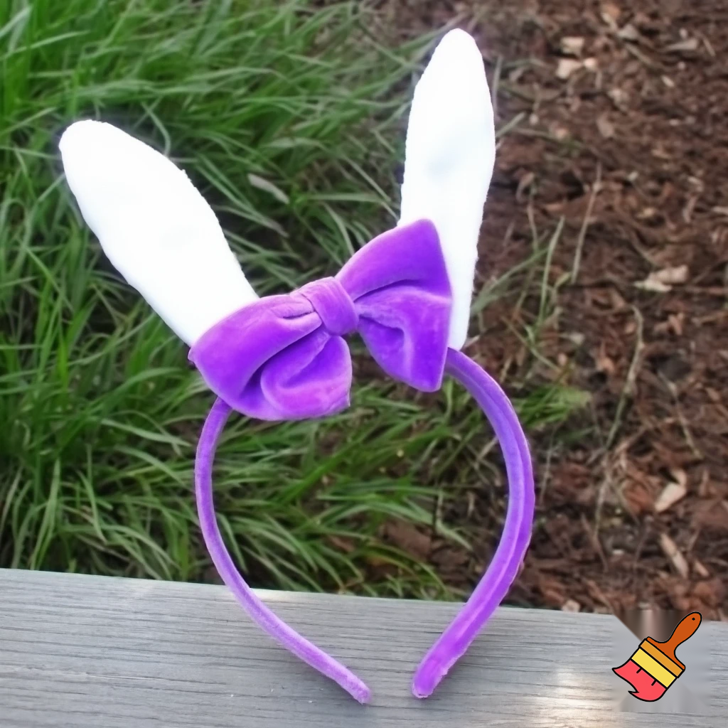 Easter bunny headband, top hat, Easter hat headband, top hat, purple and white, purple and white velvet top hat