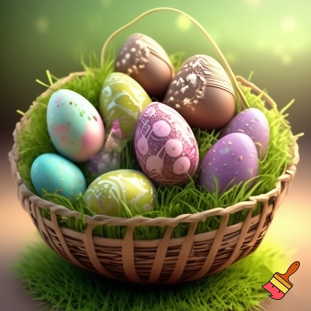 Easter egg basket chocolate Easter egg basket grass fake grass