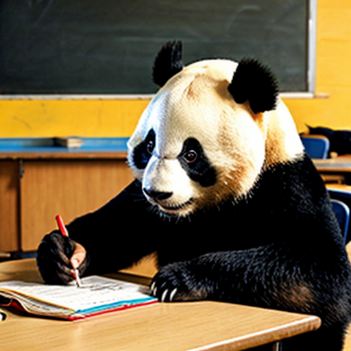 a panda teacher checking assistance